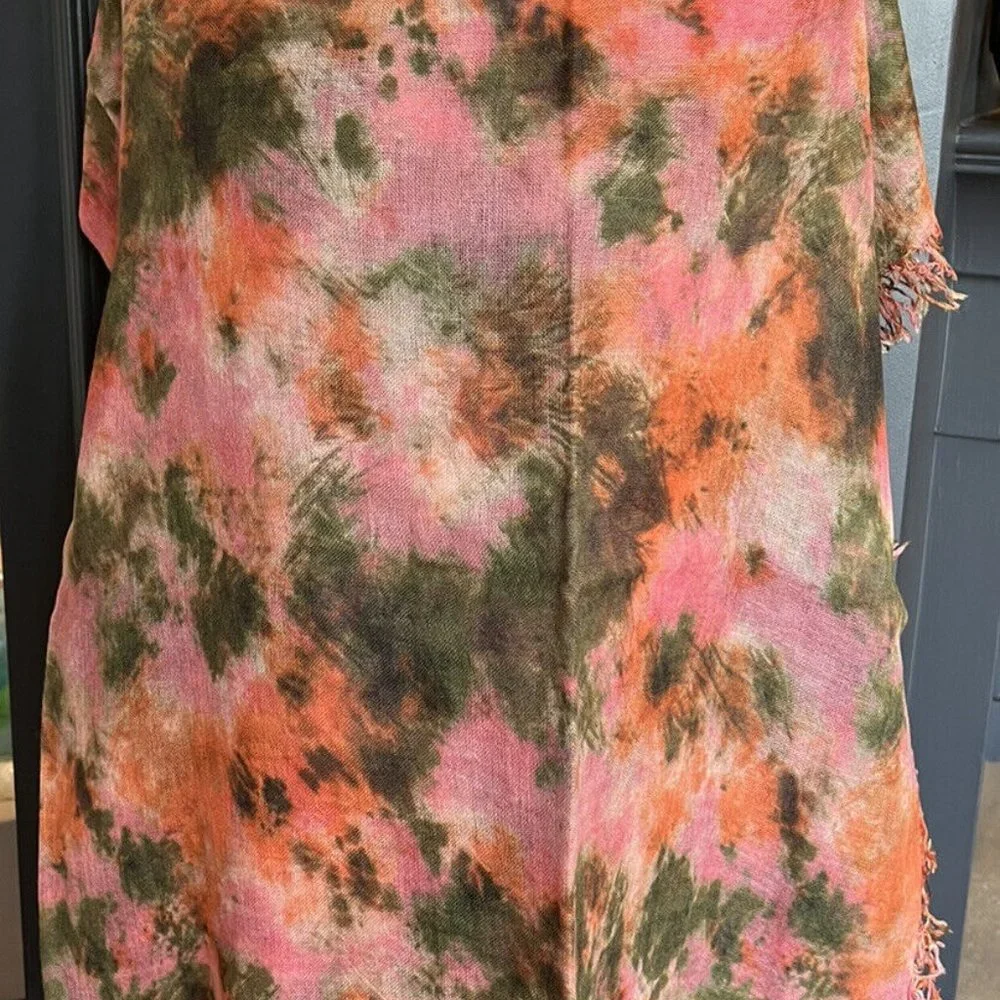 New Auth Chan Luu Watercolor Cashmere Silk Scarf- Coral Rose
